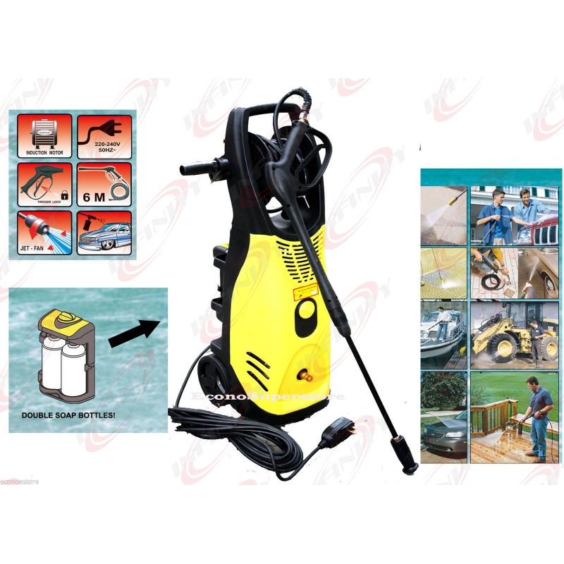 2000W 2600PSI High Pressure Jet Spray Washer w/Reel Hose & Double